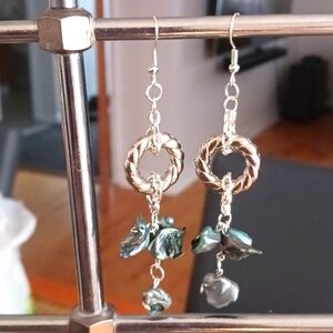 Mermaidcore Earrings Imperfectly Shaped Grey Keshi Pearls - New Item (3")